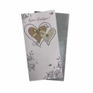 Bryllupskort dobbelt med konvolutt, flotte pålimte detaljer Hjerter thumbnail