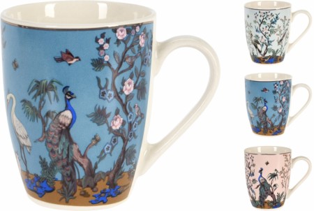 Krus stort Blomster og fugler 320 ml