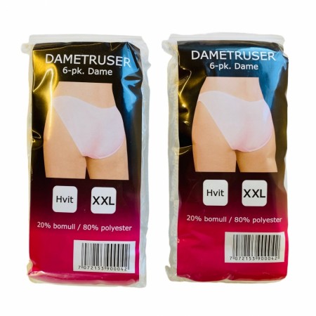 Dametruser xxl 6 pk. (tilsvarer litt stor xl) Supertilbud!