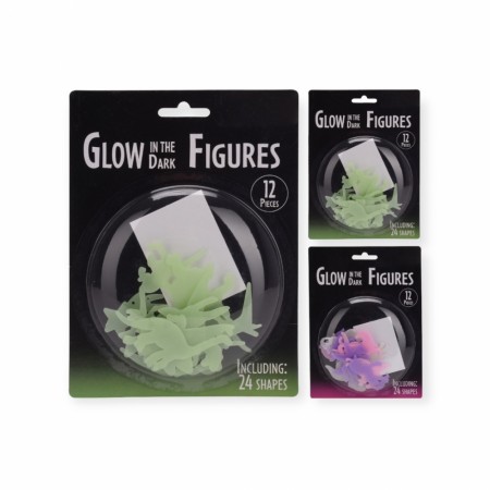 Selvlysende figurer enhjørning/dinosaur 12 pk. Glow in the dark!