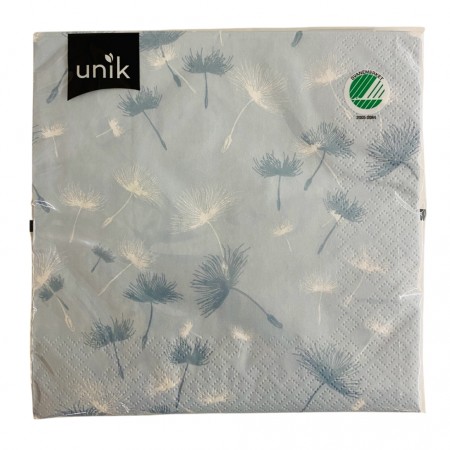 Servietter 20pk. Lyseblå med løvetannn