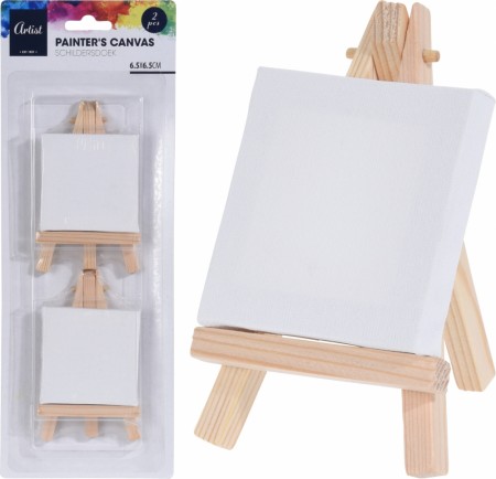 Malelerret 6,5x6,5 cm på stafeli 2 pk.